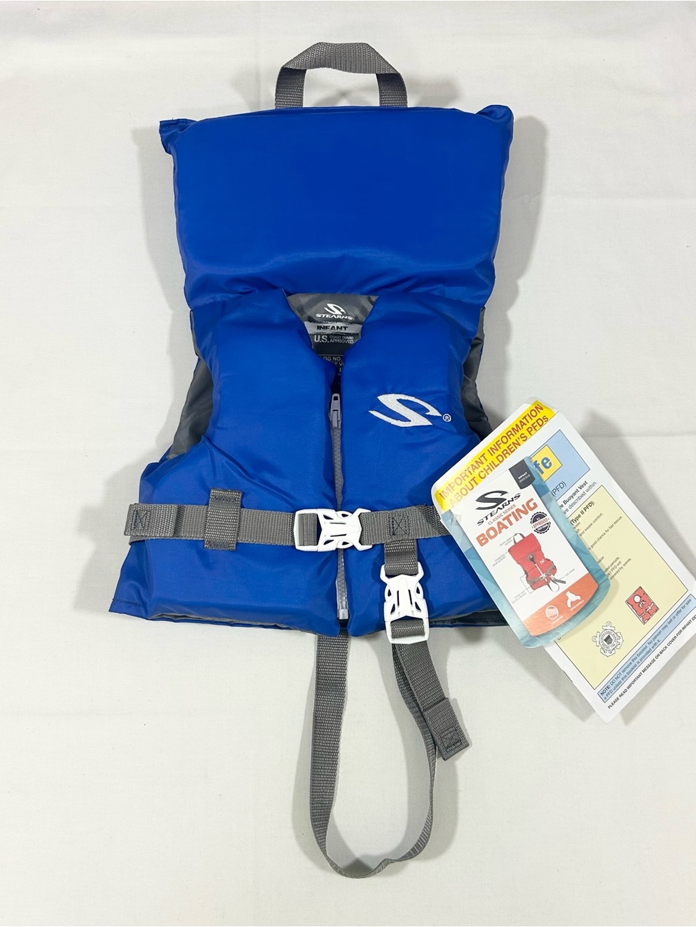 New Stearns Infant Life Vest USCG Approved Type III Life Jacket Max 30lbs Blue